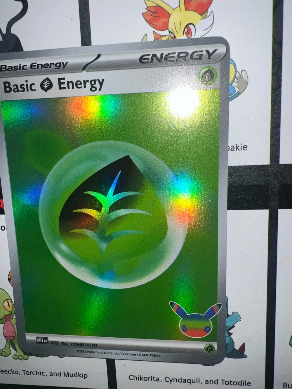 Pokemon Green Holographic Grass Energy Card